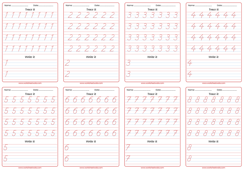 Numbers Tracing Worksheets